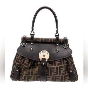 Fendi Black and Brown Logo Shoulder Bag